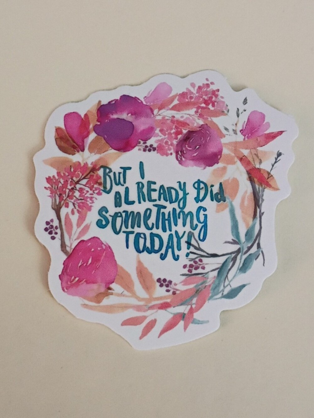 10/$10 Stickers Decal - But I Already Did Something Today Sarcastic Quote Floral
